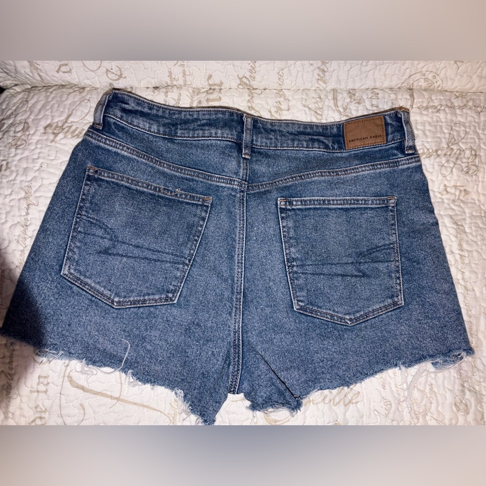 American Eagle Outfitters Women's Ripped Jean Shorts - Blue - Picture 2 of 2
